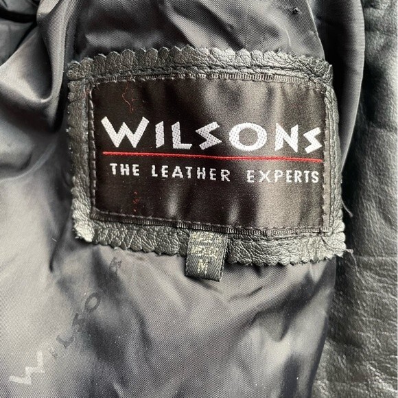 Vintage 90s Wilsons Leather Black Drawstring Anorak Jacket Women’s Size Medium - Picture 7 of 10